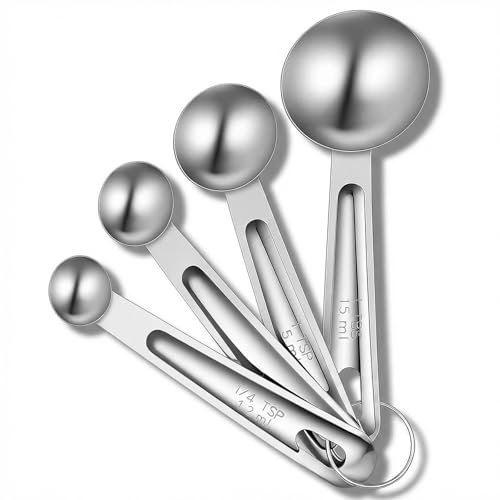 4Pcs Measuring Spoons Set Stainless Steel Metal Measuring Spoons Set, Table Spoon Teaspoon Measure Spoon for Coffee, Teaspoon Scoop Kitchen Gadgets Cooking
