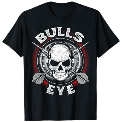 Darts T-Shirt - Dart 180 Bullseye Totenkopf Geschenk T-Shirt
