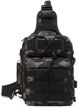HUNTVP Axelväska pack liten molle en rem dagväska axelväska fiskeutrustning sling bröstväska paket för camping vandring cykling utomhus