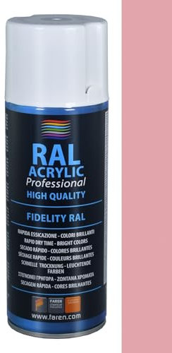 FAREN RAL ACRYLIC, Vernice spray Acrilica 100%, Smalto FIDELITY RAL, Colori Brillanti a Rapida Essiccazione, 400ml (RAL 3015 ROSA CHIARO)(1pz)