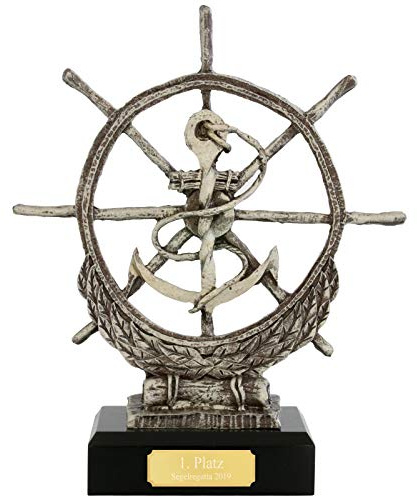 pokalspezialist Pokal Trophäe Kapitän Steuerrad Schiff Boot mit Gravur