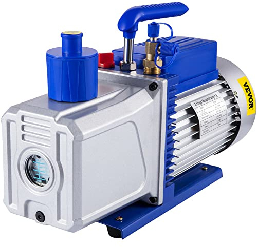 VEVOR Pompe à Vide Climatisation 10CFM 1HP, Pompe à Vide Réfrigération HVAC à 2 Étages 2000tr/min, Anti-Reflux Huile Capacité 600ml pour Climatiseur, Clim Voiture Automobile Réfrigérateur Industrielle