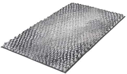 Kleine Wolke Badteppich Cory Anthrazit 60 x 100 cm | OEKO-TEX zertifiziert, rutschhemmende Unterseite, für Fußbodenheizung, maschinenwaschbar, 100% Polyester