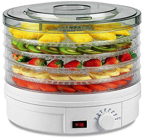Food Dehydrator Machine, Electric Dehydrator for Jerky Food Dehydrator 245W with 5 Removable Trays, 35-70° Temperature Adjustable for Healthy & Natural Snacks