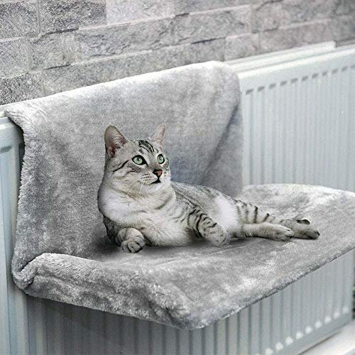 Ghopy Katzenbett, Radiatorbett, L-Form, Grau, 46 x 30 x 25 cm, Metallrahmen, Polypropylen, Polyester, Maschinenwäsche, für Katzen bis 5 kg
