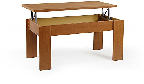 Buyqualia Mesa de Centro Rectangular elevable con Compartimento bajo Tapa Color (Cerezo) 51/63x105x55