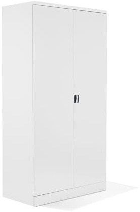 Schrank & Stuhl XXL Werkzeugschrank – Werkstattschrank mit 4 höhenverstellbaren Fachböden, Stahlschrank für Werkzeuge, 195 x 92 x 60 cm (H x B x T), Weiß