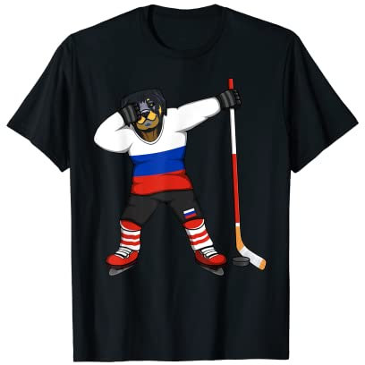 Dabbing Rottweiler Russland Eishockey Fan Trikot Wintersport T-Shirt