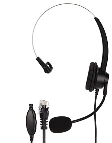 Cuffia con Microfono, H360‑RJ9‑VA Cuffia Monofacciale da Lavoro Spina RJ9 Nera Regolazione del Volume Cuffia Telefonica con Cancellazione del Rumore per Call Center Uffici