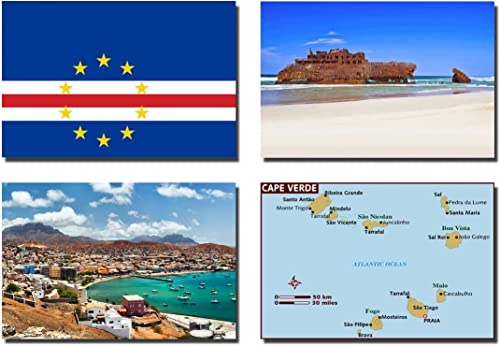 SET OF 4 CAPE VERDE FRIDGE MAGNETS – CAPE VERDE FLAG CAPE VERDE MAP CAPE VERDE ATTRACTIONS