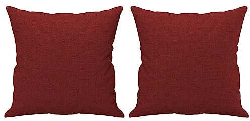 vidaXL Sofakissen 2 STK., Dekokissen Kissen mit Füllung, Dekorativ Couchkissen, Zierkissen für Sofa Wohnzimmer Schlafzimmer, Weinrot 40x40 cm Stoff