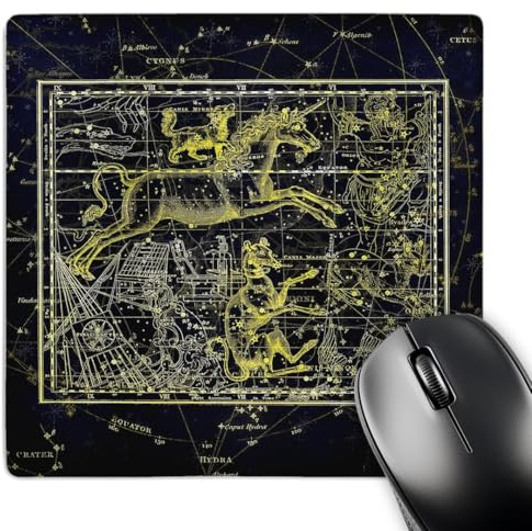 3dRose Retro Star Map. Yellow Constellations of Monoceros and Canis Major - Mouse Pads (mp-372478-1)