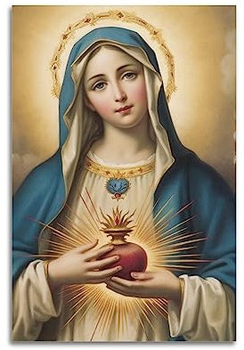 YBHF Poster di Santa Maria Sacro Cuore della Vergine Maria, stampa artistica da parete, stile retrò, decorazione per la stanza, 60 x 90 cm, senza cornice