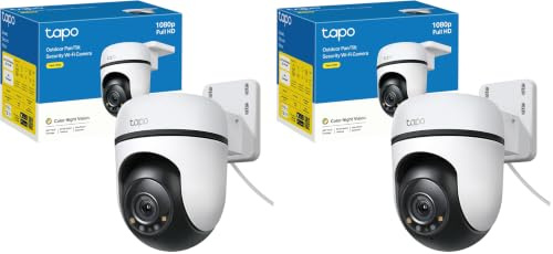 Tapo TP-Link C500 WLAN Überwachungskamera Außen, 360° Sichtbereich, 1080p Auflösung, Bewegungserkennung, Nachtsicht bis zu 30 m, Zwei-Wege-Audio, Kompatibel mit Alexa & Google (Packung mit 2)