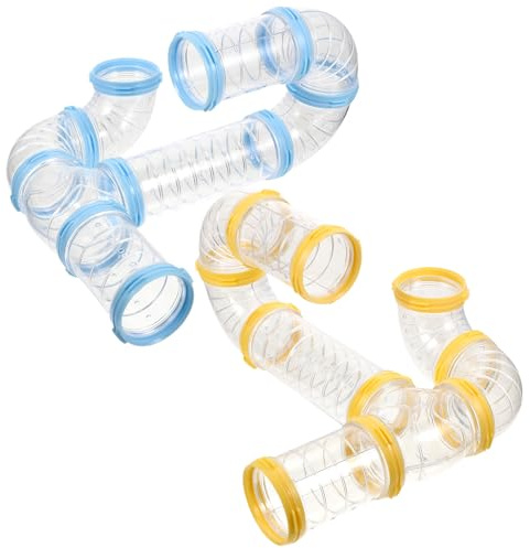 OATIPHO Tunnel Hamster en Plastique Transparent Kit De 2 Tubes Modulaires 9.45X2.17 Pouces Accessoires De Cage pour Hamster Cochon D’Inde Hérisson Intérieur Et Extérieur