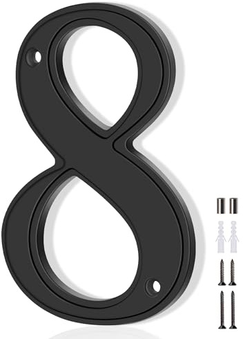 House Numbers 8, Emotionlite House Address Numbers, Black Large Modern House Numbers for Outside, Metal Mailbox Number, 5 Zinc Alloy Style