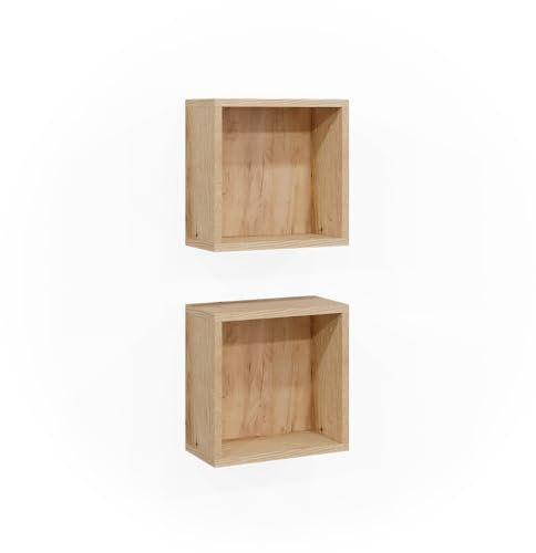 Vicco Wandregal Rudi, hängendes Regal, Eiche, 30 x 30 cm 2er Set