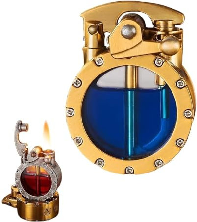 Kerosinfeuerzeug, transparenter Tank, Metallwippe, Kerosinfeuerzeug, antikes Steampunk-Feuerzeug, Retro-Tasche, winddichtes Feuerzeug, Herrengeschenk (kein Treibstoff) (Color : B)