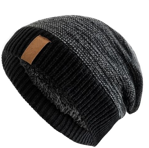 IBACO Unisex Wintermützen Lässige warme Beanie-Mütze for Männer und Frauen Winterstrickmützen (Color : Grau, Size : 55cm-58cm)