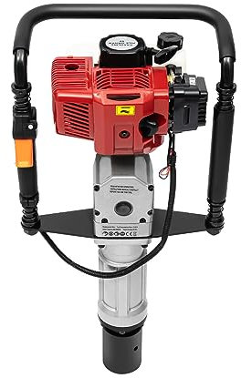 2-Takt Benzin Pfahlramme, 2.3PS Pfosten Ramme, Pile Driver mit 2-Pfosten-Antriebskopf 55mm/70mm, T Pfostenramme Zaunpfahlramme Handramme Zaun 52CC