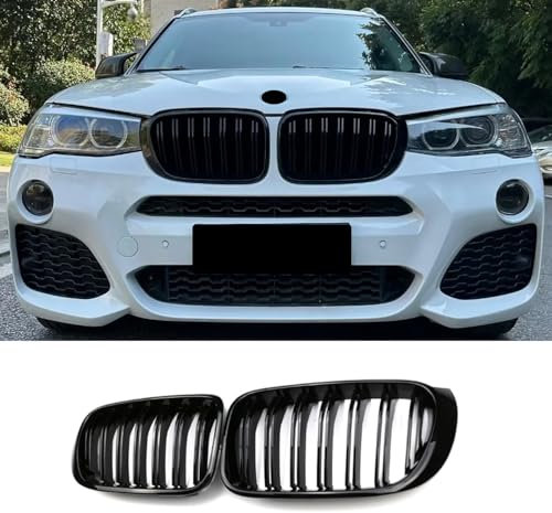 Hengjiayao F25 F26 X3 X4 Griglia Anteriore per BMW X Serie X3 X4 F25 F26 2014 2015 2016 2017 2018 Griglia a Doppia Lamella in ABS Nero Lucido Griglie radiatore (For X3 X4 F25 F26 2014-2018)