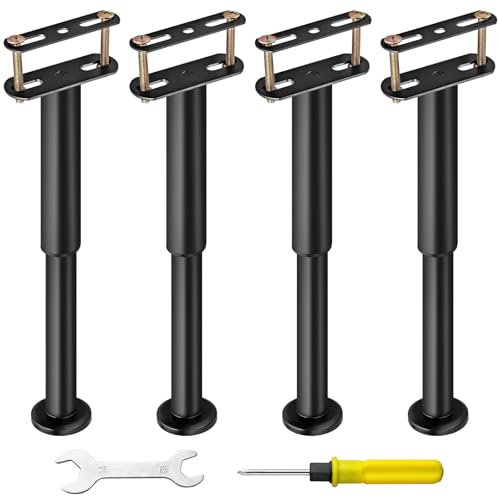 Kamtop 4PCS Pied de Meuble Réglable 18-32cm pour Lit Support Poids 500LB Pied Meuble Acier Montage sans Perçage avec Outil de Montage