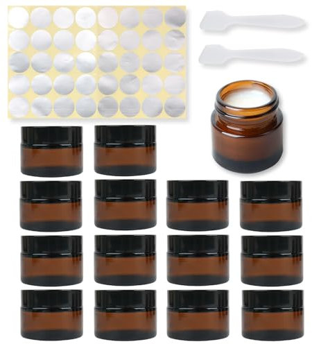 amber glass jars,empty cosmetic jars with lids 14 x 20ml,Small Sample Pots