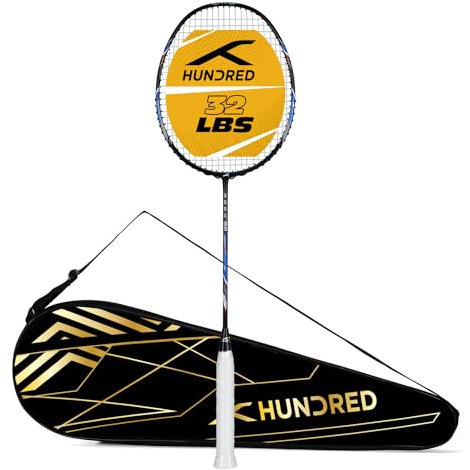HUNDRED Rock 88 - Strung Badminton Racket (Black/Silver, One Size) | Unisex | Material: Carbon Fibre | with Full Racket Cover