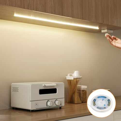 StarryEver COB LED Streifen Batterie,1M 320 LED Strip mit Batterie Dimmbar 90+ Farbwiedergabeeffizienz, 4000K Neutralweiß Selbstklebend Lichtleiste für Treppen, Betten unter dem Küchenschrank