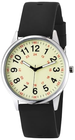 Krankenschwesteruhr für Mediziner, Ärzte, Studenten, wasserdichte Armbanduhr für Damen und Herren, mit Silikonband, leicht ablesbares Zifferblatt mit Sekundenzeiger, Schwarz , Armband
