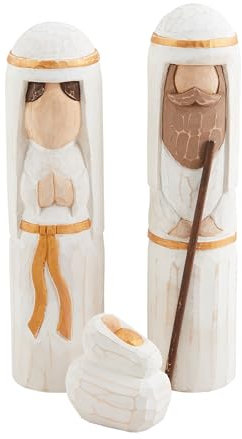 Mud Pie Krippenfigur, geschnitzt, Tischsitzer, Weiß