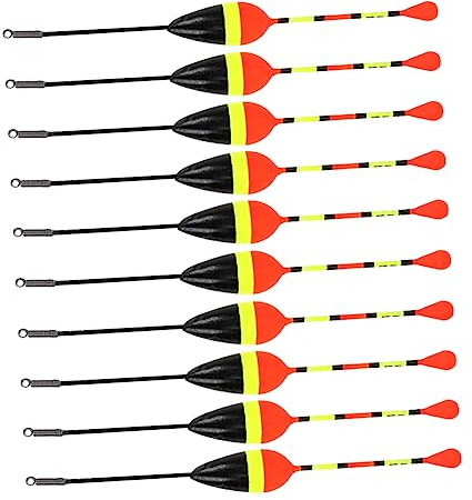 WOONEKY 10pcs Fishing Floats Plastic Bobbers 1.2g Crucian Carp Fishing Tackle Tool for Sea and Freshwater Angling