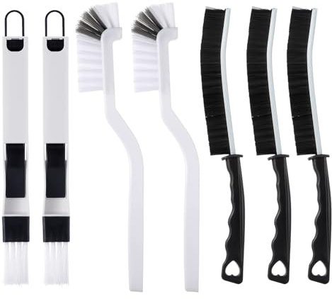 Tyqour 7 Stück Hartborsten Eckenreinigungsbürste,Spaltreinigungsbürste mit Harten Borsten,Fugenbürste Bad, Crevice Cleaning Brush, Multifunktionale Reinigungsbürste für Bad Küche Toilette Fenster