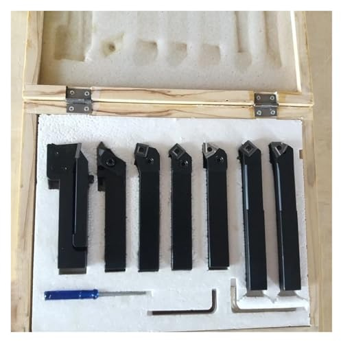 DAISHUJIE Set Drehmeißel 25mm 7-teiliges Wendeplatten-Drehfräser-Set aus Hartmetall