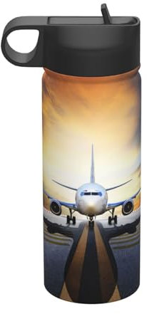 YFSGDLBN Zaino con stampa aeroplano, 510 g, isolante, con cannuccia, borraccia sportiva