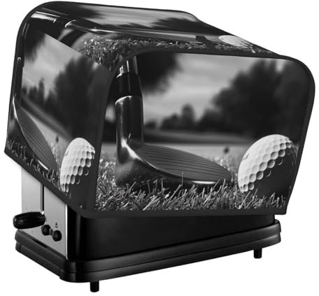 Copertura per tostapane a quattro fette con stampa a golf in bianco e nero per piccoli elettrodomestici da cucina, protezione per impronte digitali
