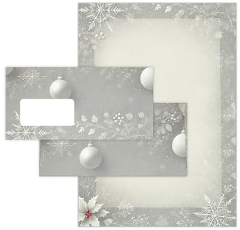 Briefpapier Weihnachten Weihnachtsbriefpapier mit Umschlag Umschlägen mit Fenster Weihnachtspapier A4 für Kunden (75 Blätter + 75 Umschläge)