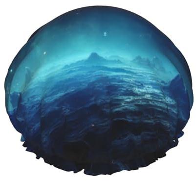 YHBLYKXP Bonnet de douche réglable double couche motif planètes étoiles et voie lactée galaxie bonnet de douche réutilisable pour femme spa salon de douche