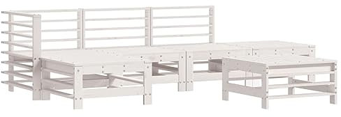 HETFTJN Loungemöbel Terrasse Bierzeltgarnitur Balkonmöbel Bistro Set - 6-TLG. Garten-Lounge-Set Weiß Massivholz Kiefer für Balkon Hof Café Terrasse
