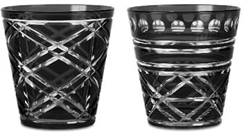 Baci Milano Lot de 6 verres à eau en verre collection optique noir fumé ø 8,2 x h 8,5 cm