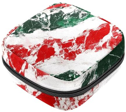 Borsa porta assorbenti con texture in marmo rosso, verde e bianco, borsa per il primo ciclo mestruale per ragazze e donne, porta coppetta mestruale femminile