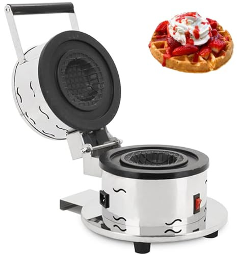 GQQDDD Machine à Hamburger Et Gaufrier, Gaufrier Rond électrique Commercial 1000 W, Chauffage Double Face, Contrôle Précis De La Température, Chauffe-Beignets pour Usage Domestique Et Cuisine
