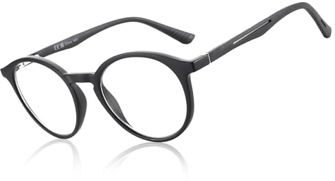ZENOTTIC Blaulichtfilter Brille, Lesebrille für Herren Damen: Leichter Runder Rahmen, Blendfreies Linsen - Computer Brillen Schwarzer 1.00