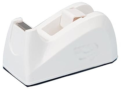 Dispenser per nastro adesivo, Distributore di nastro adesivo da tavolo trasparente - Organizzatore e taglierino magico for nastro adesivo for uso in ufficio, azienda e scuola(Bianco)