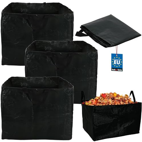 KOTARBAU® 3er Set Gartenabfallsack Mörtelkübel 120 L Pflanzsack Laubsack Gartenabfallsack Gartensack Sack & Behälter Gartenabfallsäcke Rasenschnitt für Gartenabfälle Rechteckiger Sack