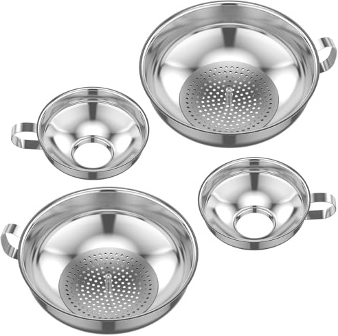 Imbuto per l'industria conserviera, set di 6 imbuti di riempimento in acciaio inox di qualità alimentare, con colino, imbuto in metallo a lunga durata, set di accessori per conserve per barattoli