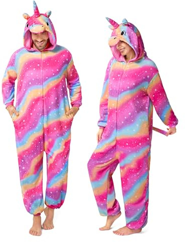 Spooktacular Creations halloween enhörning kostym, unisex vuxen enhörning overall för halloween cosplay temafester, Regnbåge, S