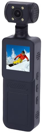 Handheld Action Camera, 180° Rotatable 4K HD WiFi Pockets Camcorder for Sports, Travel Vlog, with Clip, 1.3 Inch HD Screen, APP Control