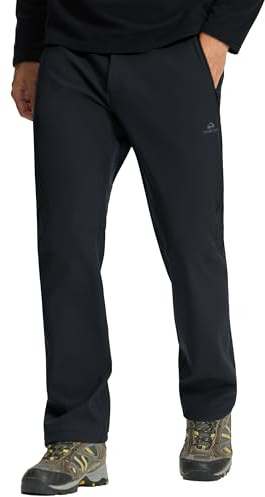 Pioneer Camp Skihose Herren Winter Softshellhose Wasserdicht Winddicht Gefüttert Outdoorhose mit Seitentaschen & Verstellbarem Beinreißverschluss(Black;XL)