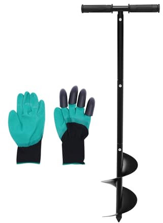 Hand Fence Post Auger 6’’ Manual Post Hole Digger Adjustable Height Manual Garden Hole Digging Drill Bit with Non-Slip Handle Earth Garden Auger Drill Set for Gardening, Planting 15×85cm